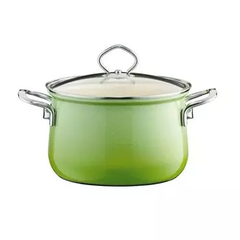 Кастрюля для мяса риса со стеклянной крышкой 24см 6 литров Эмаль Nouvelle Emerald Riess