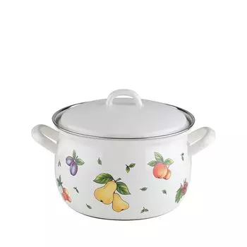 Кастрюля для мяса с рисом с крышкой 16см 1,5 л эмалированная Country Fruit Garden Riess