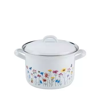 Кастрюля для приготовления мяса Riess Country Flora с крышкой 16 см, 1,5 л, индукционная