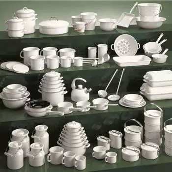 Кастрюля для риса с крышкой 18см Классическая индукционная белая эмаль Riess