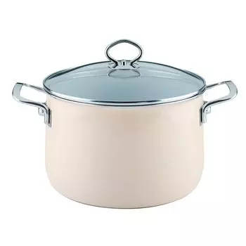 Кастрюля для риса со стеклянной крышкой 24см 6,5 л эмаль Creme Nouvelle Avorio экстра крепкая Riess