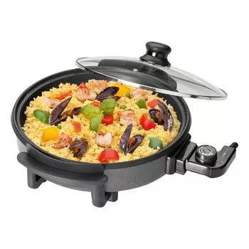 Кастрюля для вечеринок Clatronic | Многофункциональная сковорода для варки, жарки, приготовления на пару и поддержания тепла. Сковорода с антипригарным покрытием | электрическая сковорода со стеклянной крышкой | ПП3401