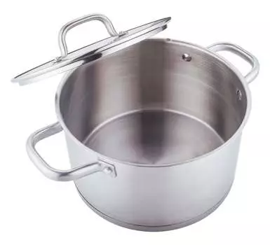 Кастрюля для запекания 20см Кастрюля из нержавеющей стали со стеклянной крышкой, подходит для всех типов плит, серебро 20см Michelino