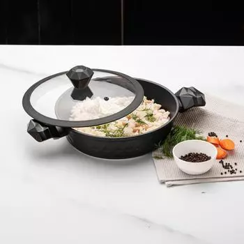 Кастрюля для запекания и овощей Karaca Bio Diamond с антибактериальными ручками и индукционным дном 26 см 3,2л