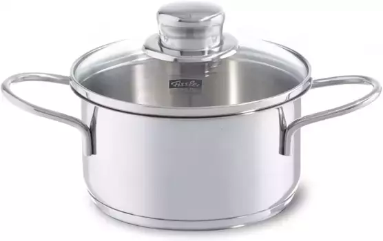 Кастрюля Fissler "hppchen", нержавеющая сталь 18/10, (2 шт.), подходит для индукционной плиты, включая стеклянную крышку 0,5 л + 12 см, цвет silberfarben