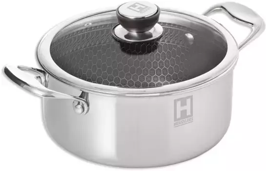 Кастрюля HENSSLER FAST NUMBER "H10073S", нержавеющая сталь, 24 см, 5,0 литра, 3-слойный материал с сотовой структурой, индукция HENSSLERS 5,0 л + 24 см + высота 17 см, цвет silber