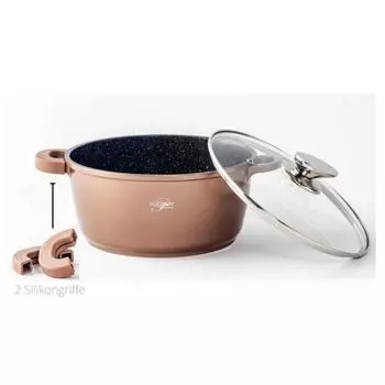 Кастрюля из литого алюминия, стеклянная крышка 36 см, кастрюля для супа с индукционным мрамором, медь Platinum