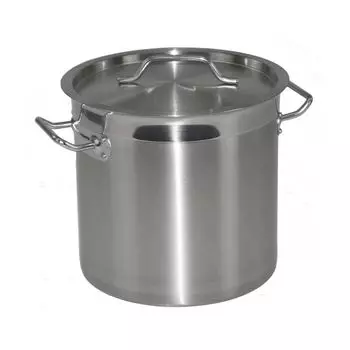 Кастрюля из нержавеющей стали с усиленными краями и крышкой 25см В25см 12 литров GVKECO