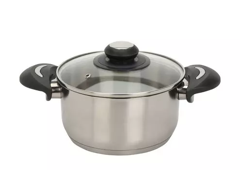 Кастрюля из нержавеющей стали со стеклянной крышкой - 2,1 л / 18 х 14 см - Универсальная кухонная кастрюля с ручками - Кастрюля для макарон, супов, соусов, картофеля для всех типов плит, можно мыть в посудомоечной машине Spetebo