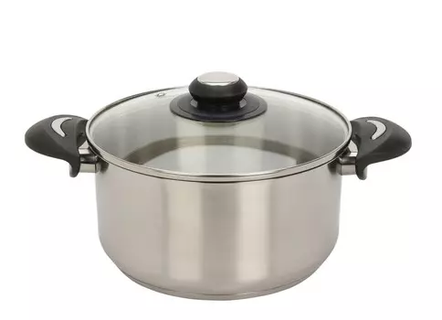 Кастрюля из нержавеющей стали со стеклянной крышкой - 3,5 л / 22 х 17,5 см - Универсальная кухонная кастрюля с ручками - Кастрюля для макарон, картофеля, супов, тушения для всех типов плит, можно мыть в посудомоечной машине Spetebo