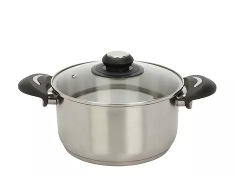 Кастрюля из нержавеющей стали со стеклянной крышкой - 5,4 л / 24 х 19 см - Универсальная кухонная кастрюля с ручками - Кастрюля для макарон, картофеля, супов, тушения, для всех типов плит, можно мыть в посудомоечной машине Spetebo