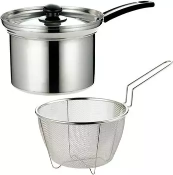 Кастрюля Kakusei FSC-05, одноручная, с дуршлагом, глубокая кастрюля 7,1 дюйма (18 см), газовая плита, совместимость с HI, легкая, стеклянная крышка, нержавеющая сталь, устойчивость к ржавчине, четыре сезона, сикисай, серебро Kakusee, Silver