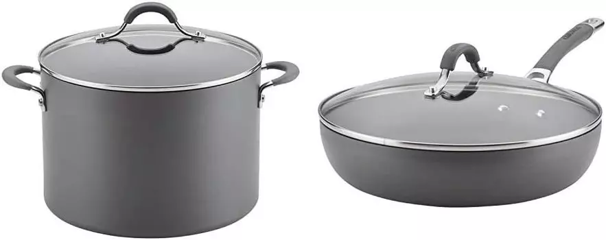 Кастрюля/кастрюля с антипригарным покрытием Circulon Radiance с твердым анодированием и крышкой — 10 литров, Gray