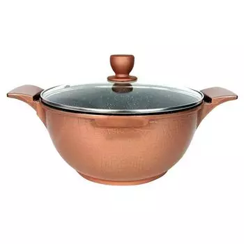 Кастрюля Казань с антипригарным мраморным покрытием 20см литой алюминий Казань индукционная МЕДЬ Rukauf