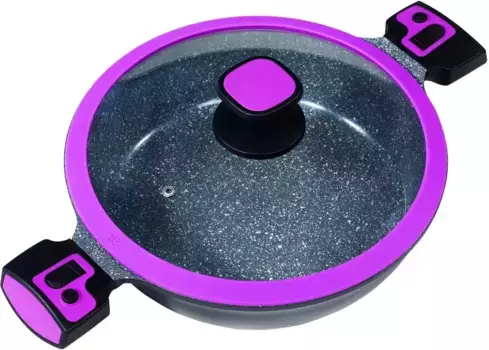 Кастрюля KING "Click-Grip", литой алюминий, (1 шт.), 28 см, съемные ручки, индукционная, цвет beere/schwarz