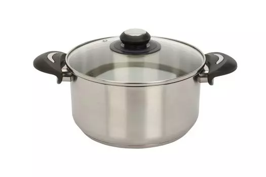 Кастрюля - нержавеющая сталь - 22 см - со стеклянной крышкой - 3500 мл Koopman