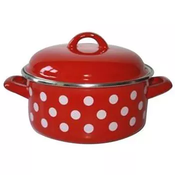 Кастрюля низкая с крышкой красные точки 18 см 2 л МЕТАЛАК METALAC