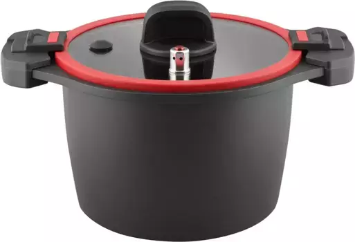 Кастрюля-пароварка Elo, литой алюминий, скороварка, 24 см, 6 литров, индукционная 6 л + 24 см + высота 16 см, черный