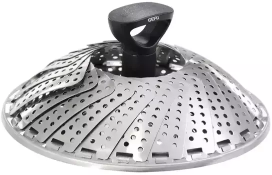 Кастрюля-пароварка GEFU "VITALA", (1 шт.), складная чаша для варки, 27 см, нержавеющая сталь, индукционная 27 см + высота 7,6 см, цвет Silber