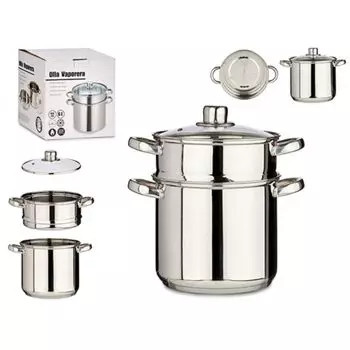 Кастрюля-пароварка из хрустальной стали (6 л) BigBuy Home