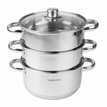 Кастрюля-пароварка из нержавеющей стали, 20 см, 4 предмета, кастрюля-пароварка, индукционная, 2,5 л TOPFANN