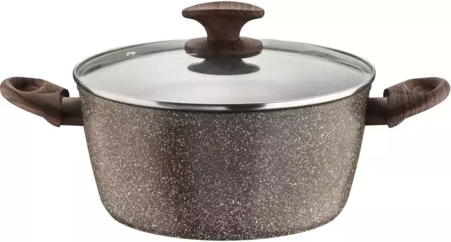 Кастрюля PINTINOX "Pinti Chalet", алюминий-пластик, имитация камня, индукционная 2,42 л + 20 см, коричневый