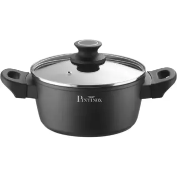 Кастрюля PINTINOX «Pinti Power», алюминий-нержавеющая сталь-пластик, 2-х слойное антипригарное покрытие, индукционная, вкл. стеклянную крышку, цвет schwarz/edelstahlfarben