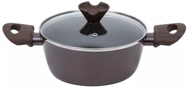 Кастрюля RESTO со стеклянной крышкой из кованого алюминия с четырехслойным мраморным антипригарным покрытием в подарочной упаковке | 93018 / (20см, высота=8,5см) Sonstige