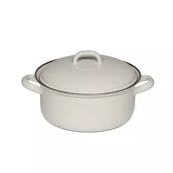 Кастрюля Riess Classic White с крышкой, 20 см/13,6 см, эмалированная, индукционная