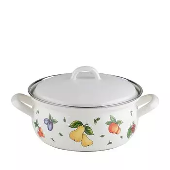 Кастрюля Riess Country с крышкой 20см эмалированная 2,0 л Фруктовый сад