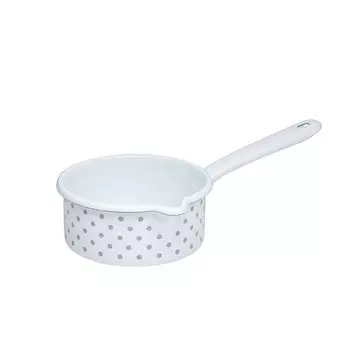 Кастрюля Рисса с носиком 14см 0,75 л эмалированная в горошек серая Riess