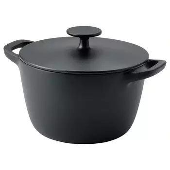 Кастрюля с крышкой, эмалированный чугун матовый/черный, 3 л, VARDAGEN IKEA