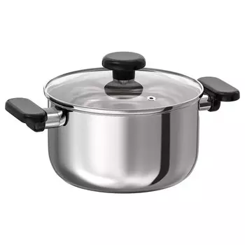 Кастрюля с крышкой, прозрачное стекло/нержавеющая сталь, 3 л, MIDDAGSMAT IKEA