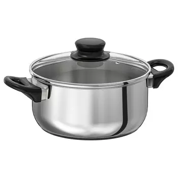 Кастрюля с крышкой, стекло/нержавеющая сталь, 2,8 л, ANNONS IKEA