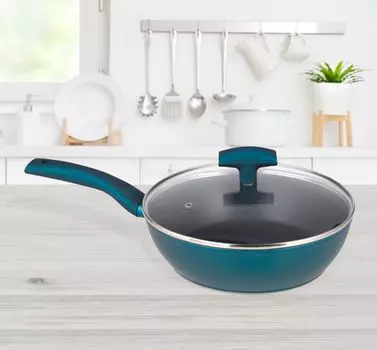 Кастрюля с высокими бортиками 24см, со стеклянной крышкой и антипригарным покрытием, бензин Michelino