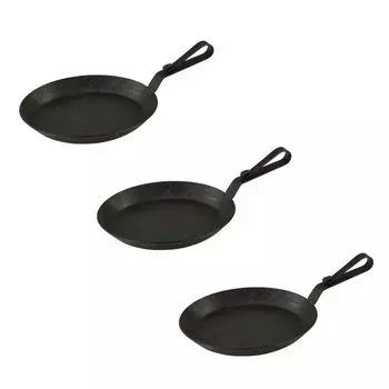 Кастрюля сервировочная из кованого железа с изогнутой ручкой-крючком 20 см 3 шт GVKECO