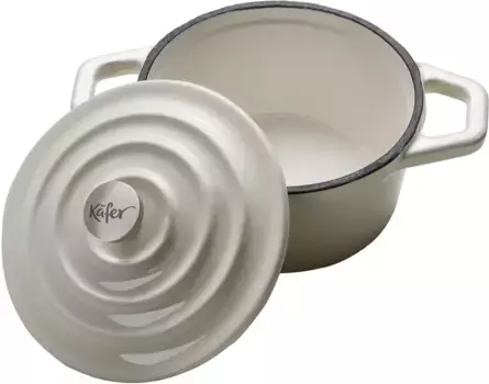 Кастрюля сервировочная Kfer "Мини-Кокотта", чугун, (набор, 2 шт.), индукция, 250 мл 0,25 л + 10,5 см + высота 5 см, белый