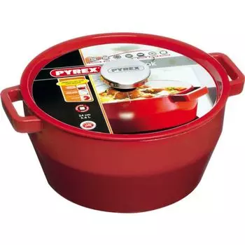 Кастрюля Slow Cook из PYREX, круглая, с крышкой, : 240 мм, красная