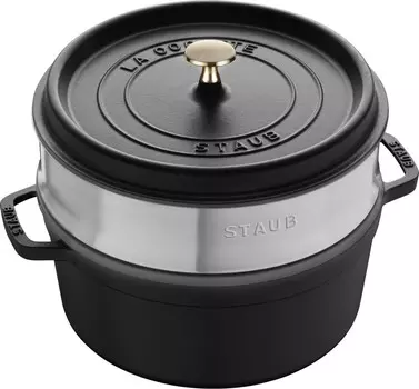 Кастрюля Staub Steam Cast 26 см, черный