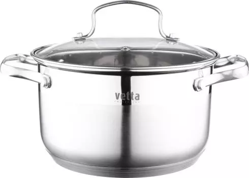 Кастрюля Vetta из нержавеющей стали 1,9 литра со стеклянной крышкой