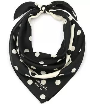 Kate Spade New York Весенняя бандана в горошек Квадратный шарф, черный