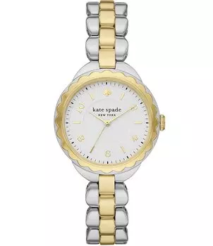 Kate Spade New York Женские двухцветные часы-браслет из нержавеющей стали с тремя стрелками Morningside, мультиколор