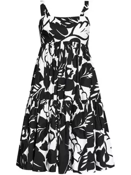 Kate Spade платье с цветочным принтом и квадратным вырезом, черный