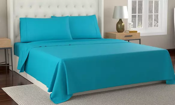 Kathy Ireland, комплект простыней из перкаля из органического хлопка плотностью 300 нитей Kathy Ireland, цвет Aqua