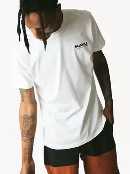 KAVU Klear Upper Etch Art Хлопковая футболка с логотипом, Off White