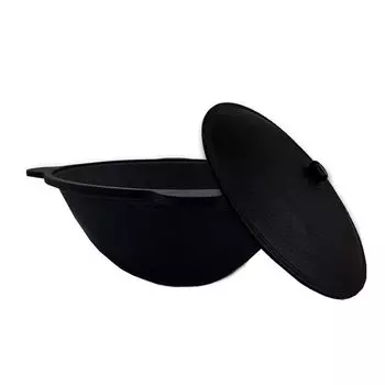 Казань чугунная 16 литров с алюминиевой крышкой Узбекская Казань круглая подставка Namangan