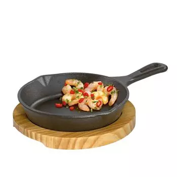 KCHENPROFI Кастрюля сервировочная с ручкой и деревянной доской для барбекю 26x18x6см