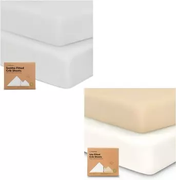 Kea 2 комплекта органических простыней для кроватки Babies и 2 комплекта простыней из бамбуковой вискозы для кроватки — мягкие и дышащие простыни для кроватки для мальчиков и девочек, органические простыни для кроватки для малышей KeaBabies