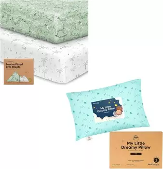 Kea 2 упаковки органических простыней для кроватки для мальчиков, девочек и мини-подушка для малышей с наволочкой — простыня для кроватки из джерси, мини-подушка My Little Dreamy 9x13, простыни для детской кроватки нейтрального цвета KeaBabies