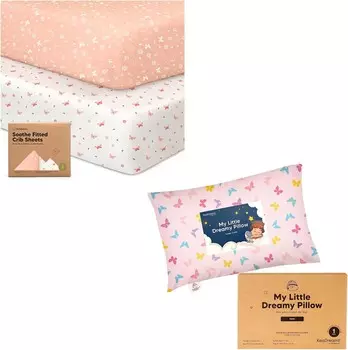 Kea 2 упаковки органических простыней для кроватки для мальчиков, девочек и мини-подушка для малышей с наволочкой, простыни для детской кроватки из джерси нейтрального цвета, мини-подушка My Little Dreamy 9x13 KeaBabies